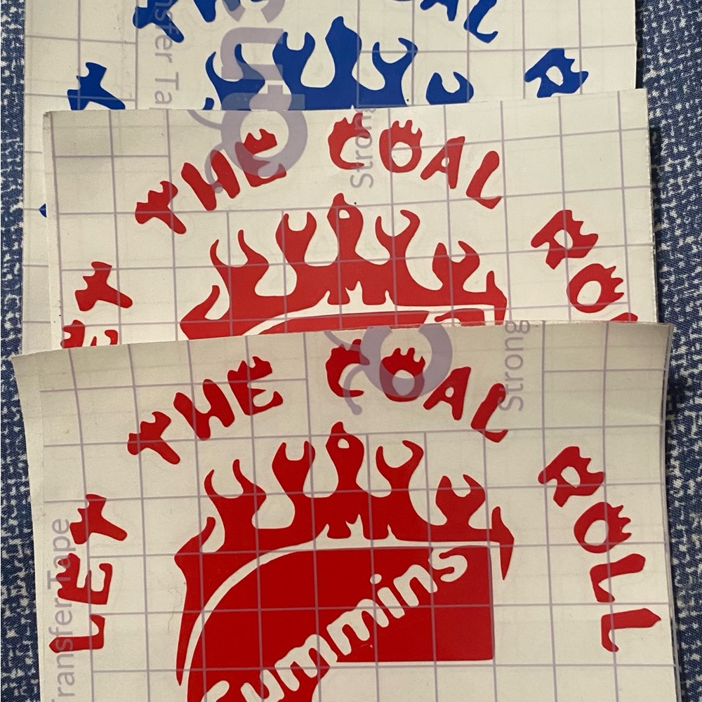 Red and Blue Cummins Decals